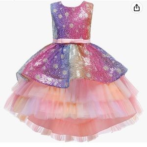 Glamulice Flower Girl Sequence Sequin Rainbow Tulle Wedding
Party dress